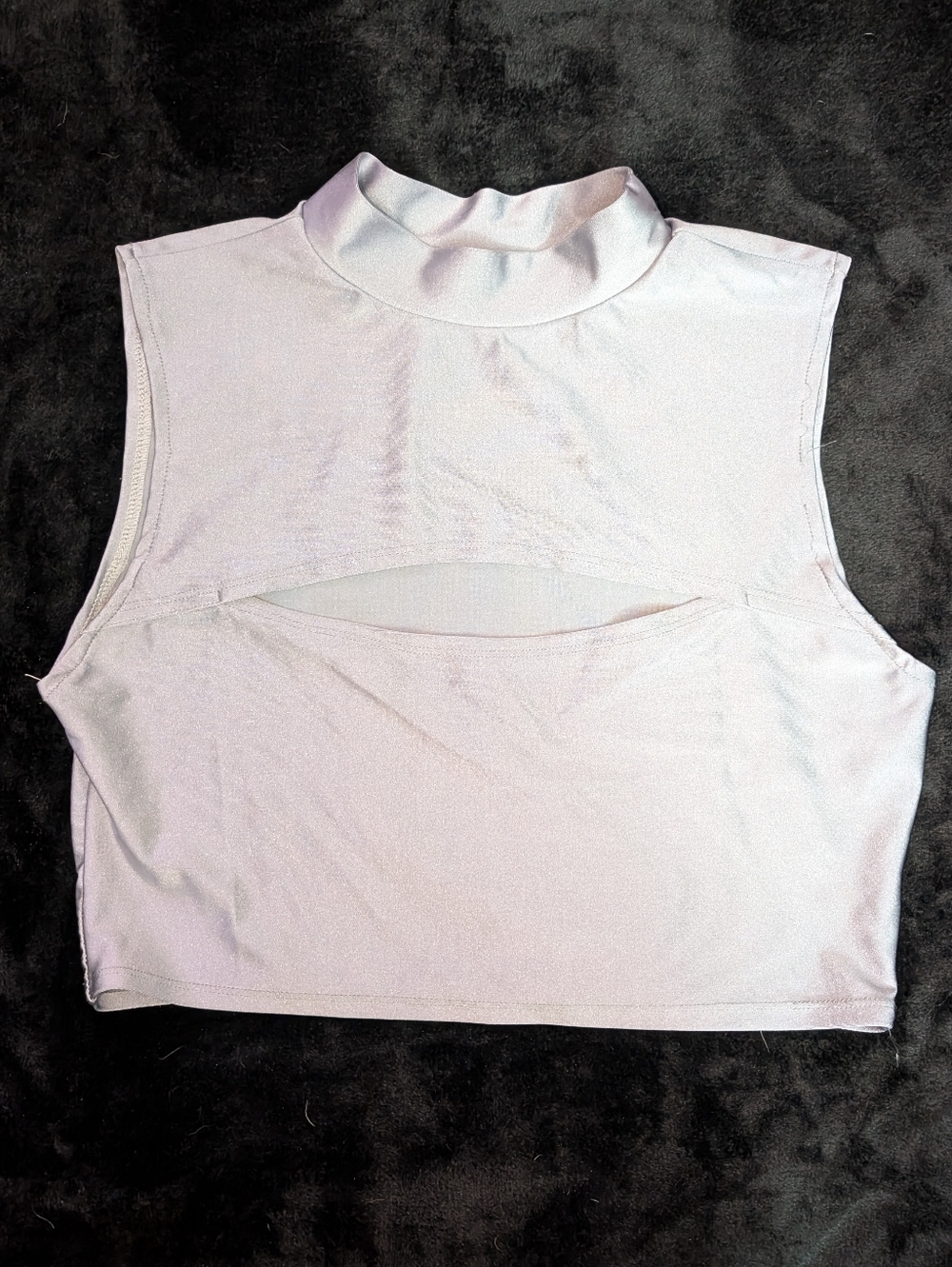 3/$15 Metallic Cutout Mock Neck Sleeveless Crop Top